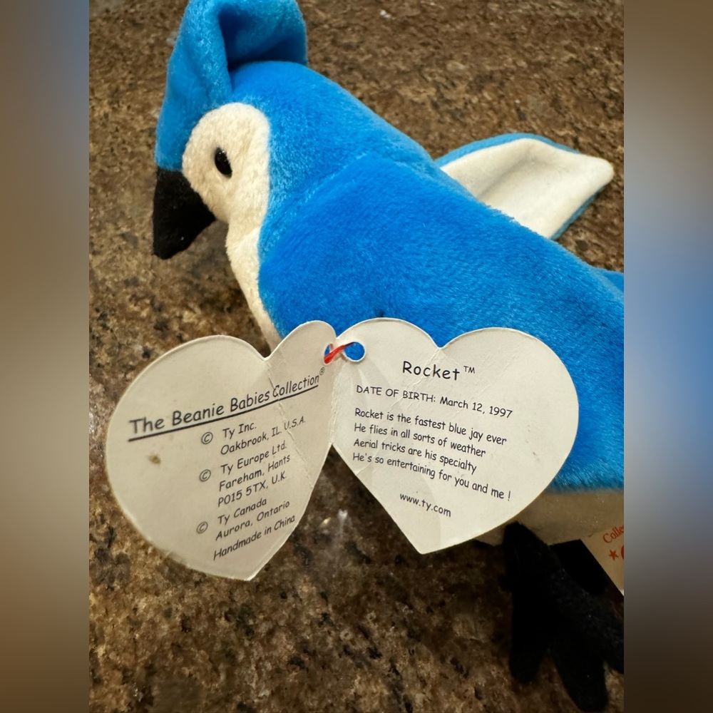Ty Beanie Baby Rocket The Bluejay DOB March 12, 1997 - Picture 4 of 4